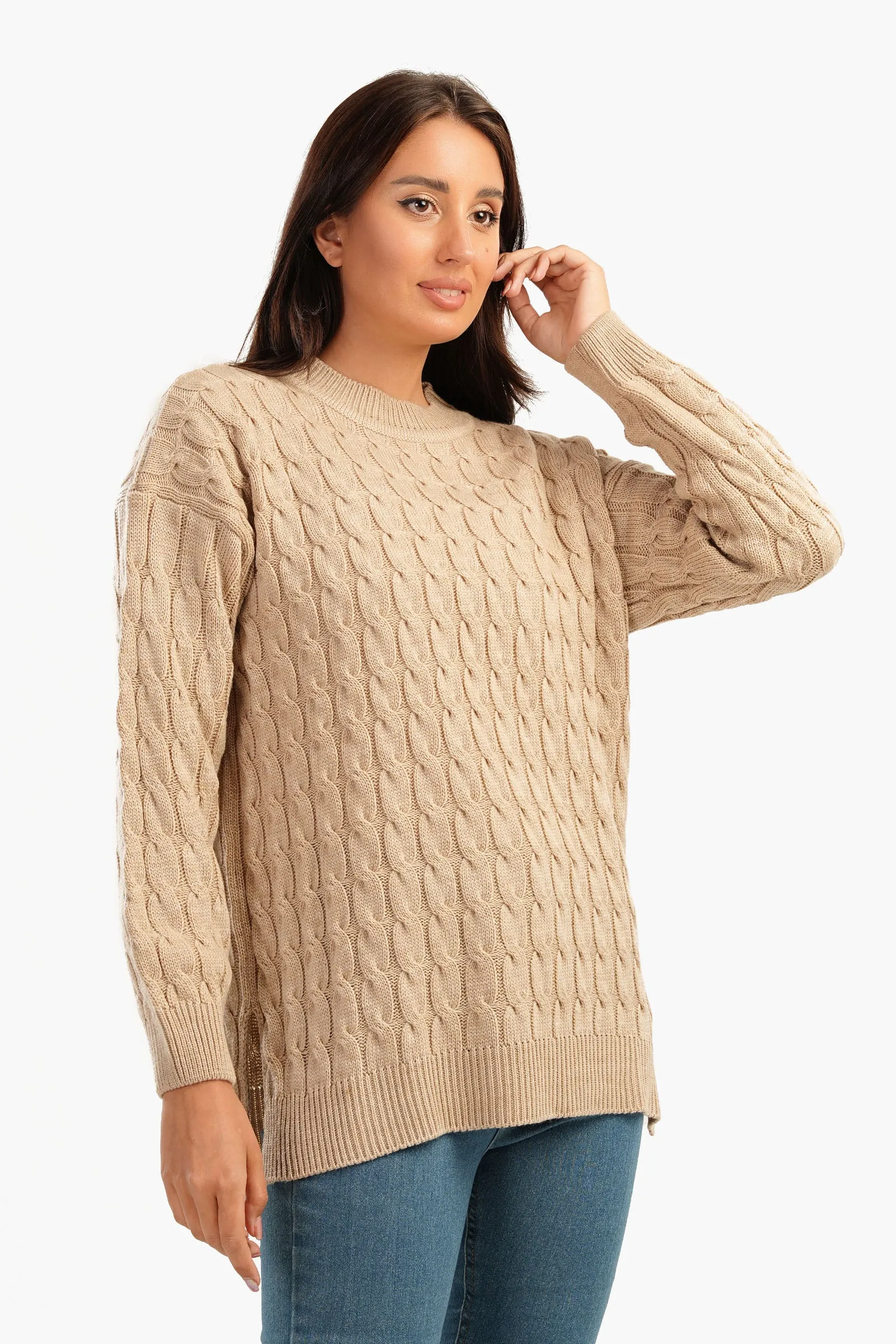 Knitted Pullover with Slits