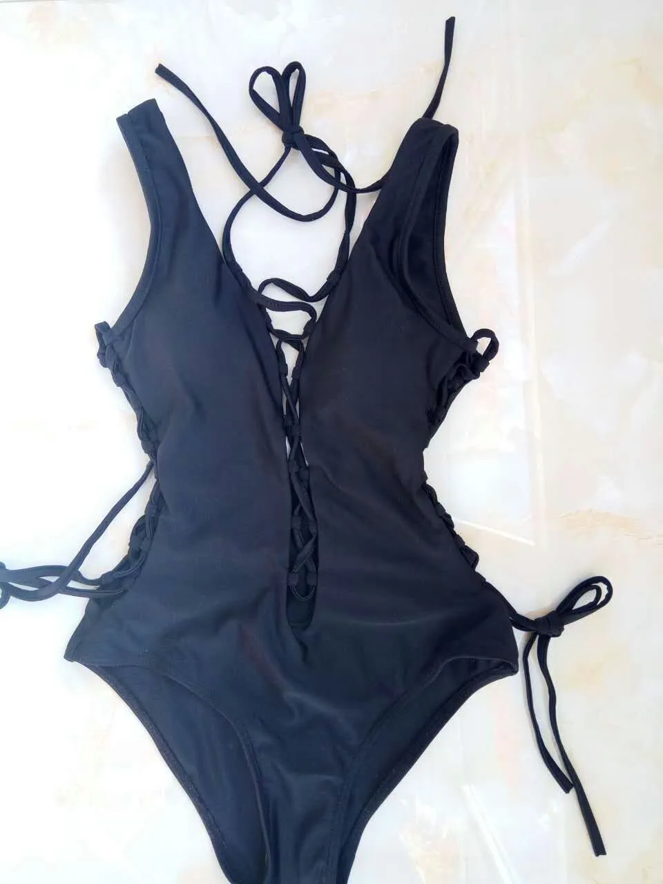 Lace Up One Piece Swimsuit