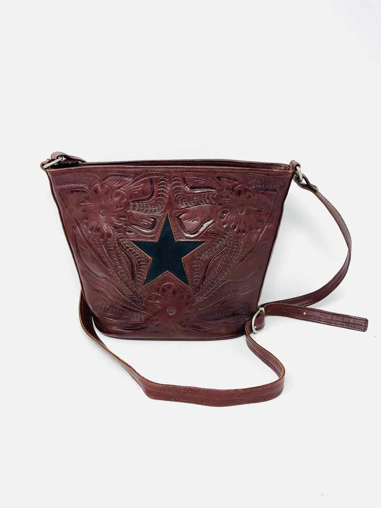 Leaders in Leather Brown/Black Star Embossed Purses Purse