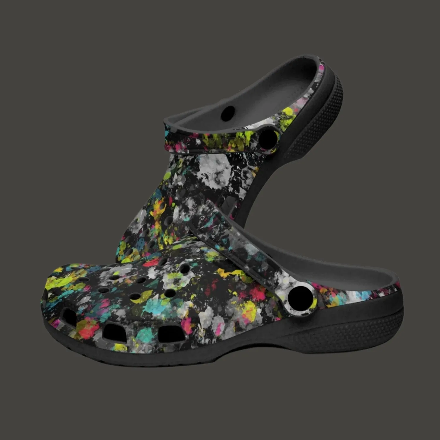 Men's Lightweight Clogs Black Abstract