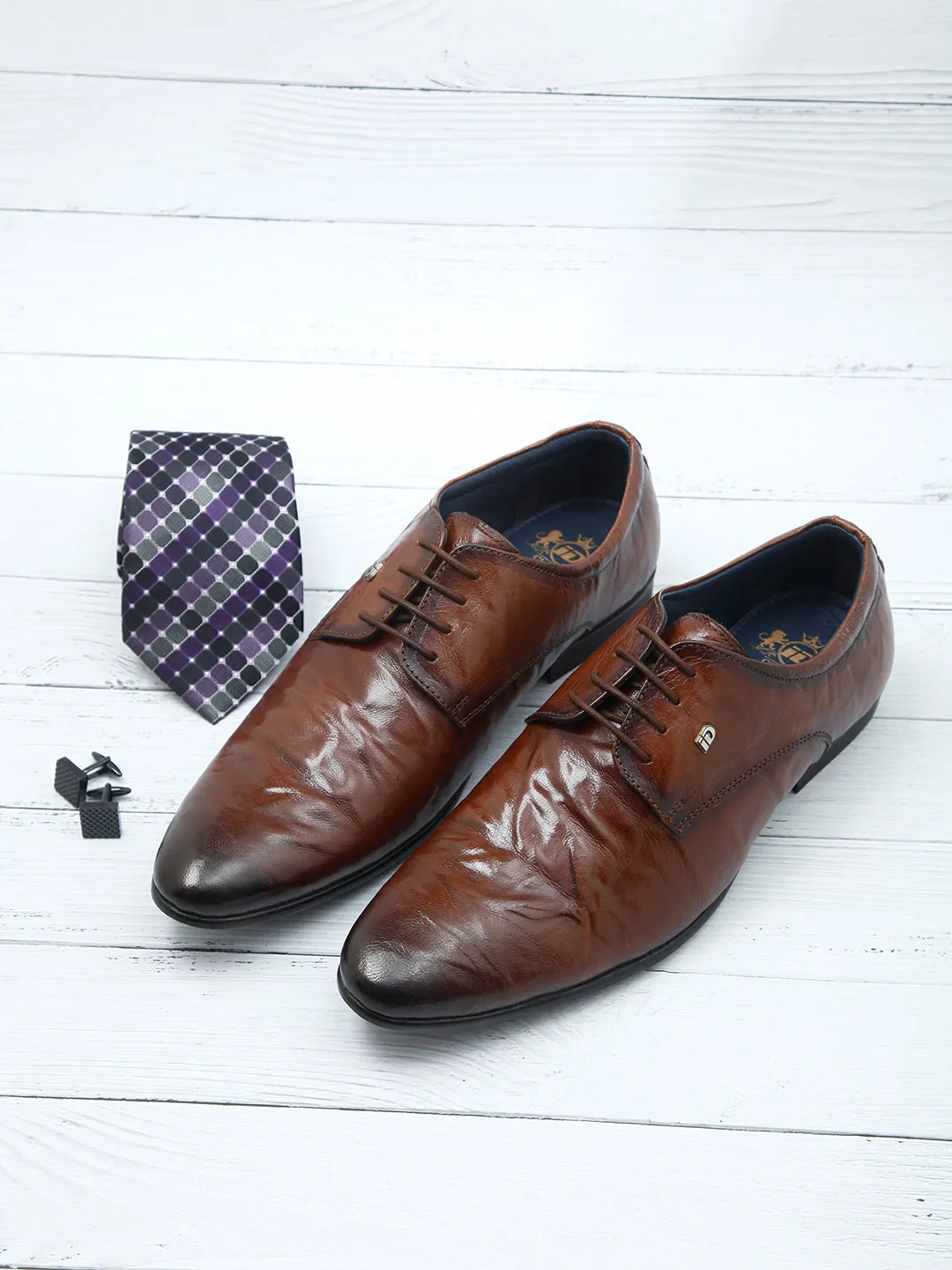 Men's Tan Texture Finish Lace Up Formal  (ID2185)