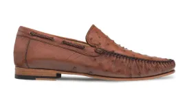 Mezlan Ostrich Dress Moccasin Brandy