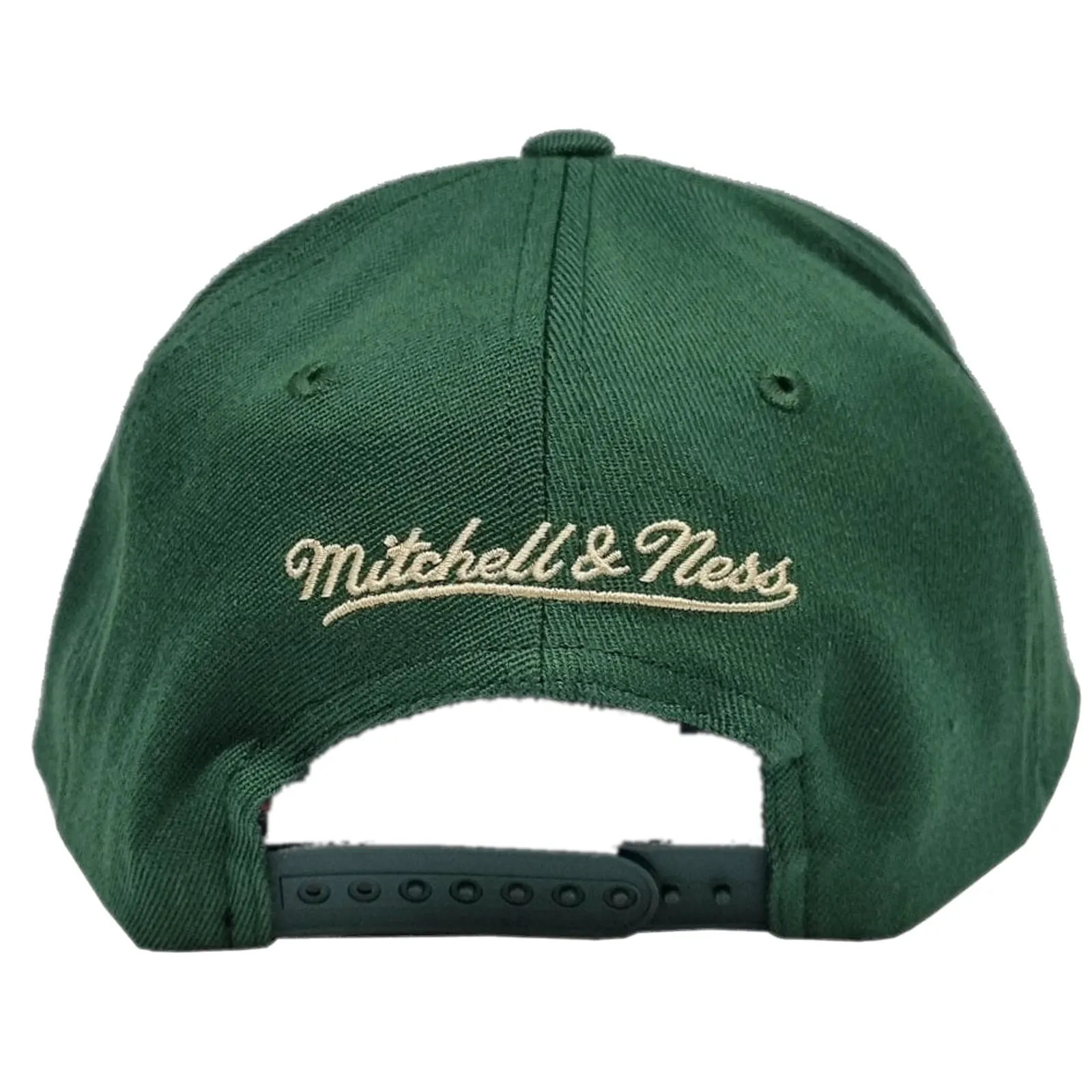 Milwaukee Bucks Logo Classic Red Snapback By Mitchell & Ness Green