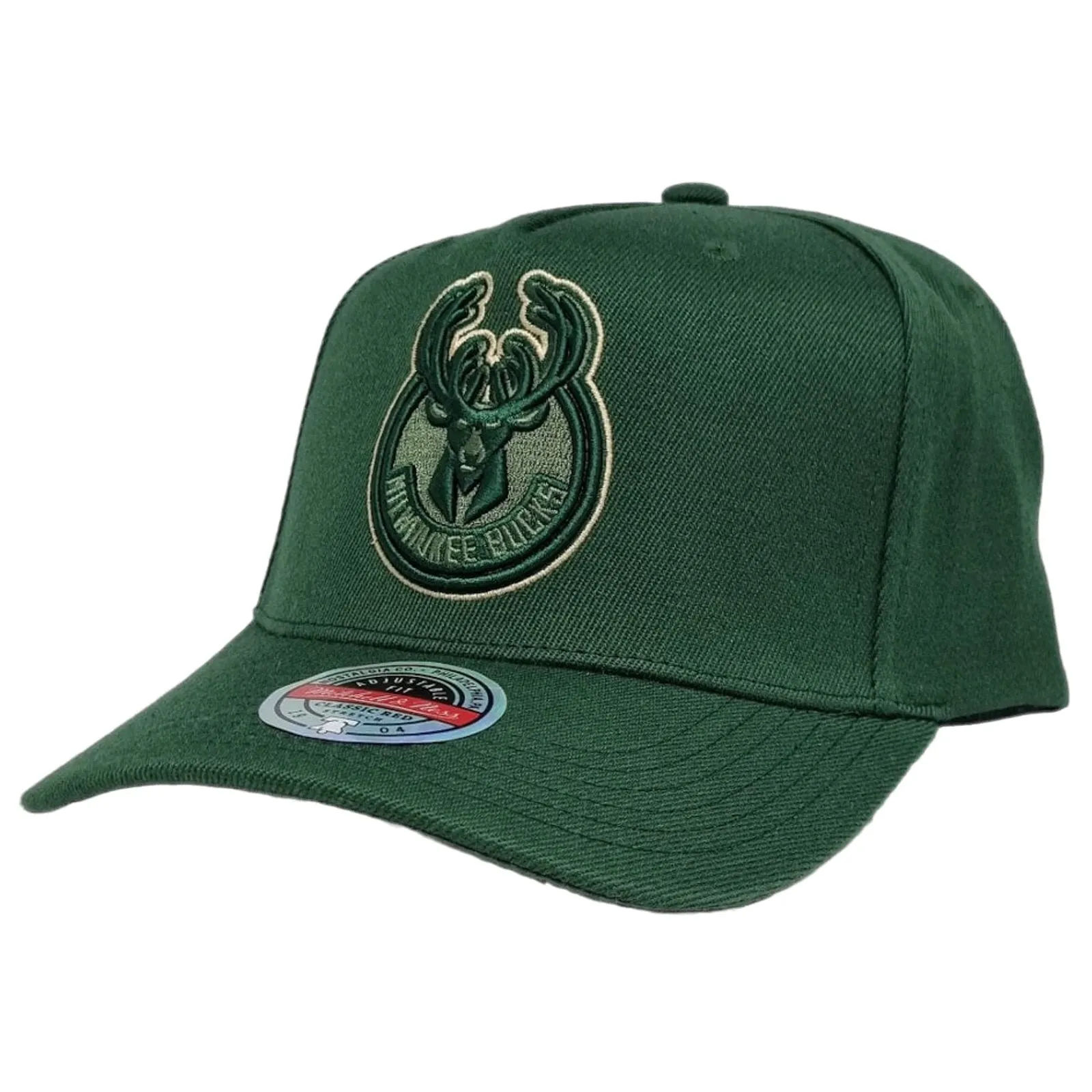 Milwaukee Bucks Logo Classic Red Snapback By Mitchell & Ness Green