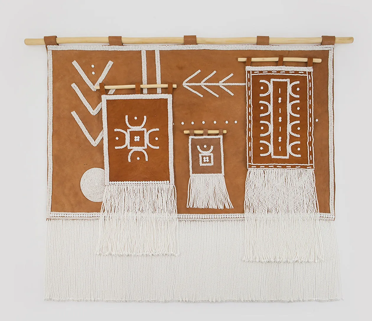 Mini Cameroon Leather Wall Hanging - WHITE