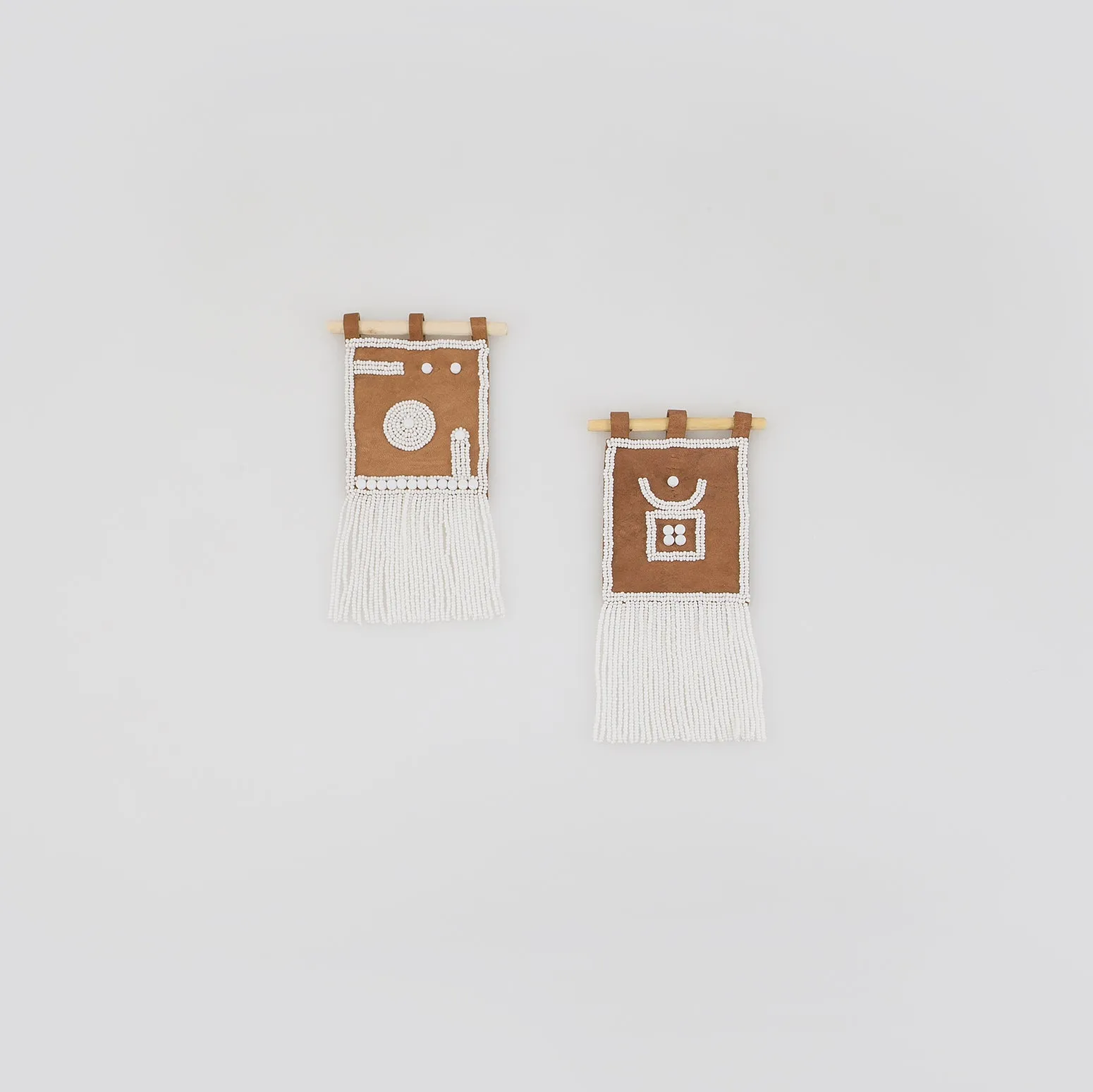 Mini Cameroon Leather Wall Hanging - WHITE