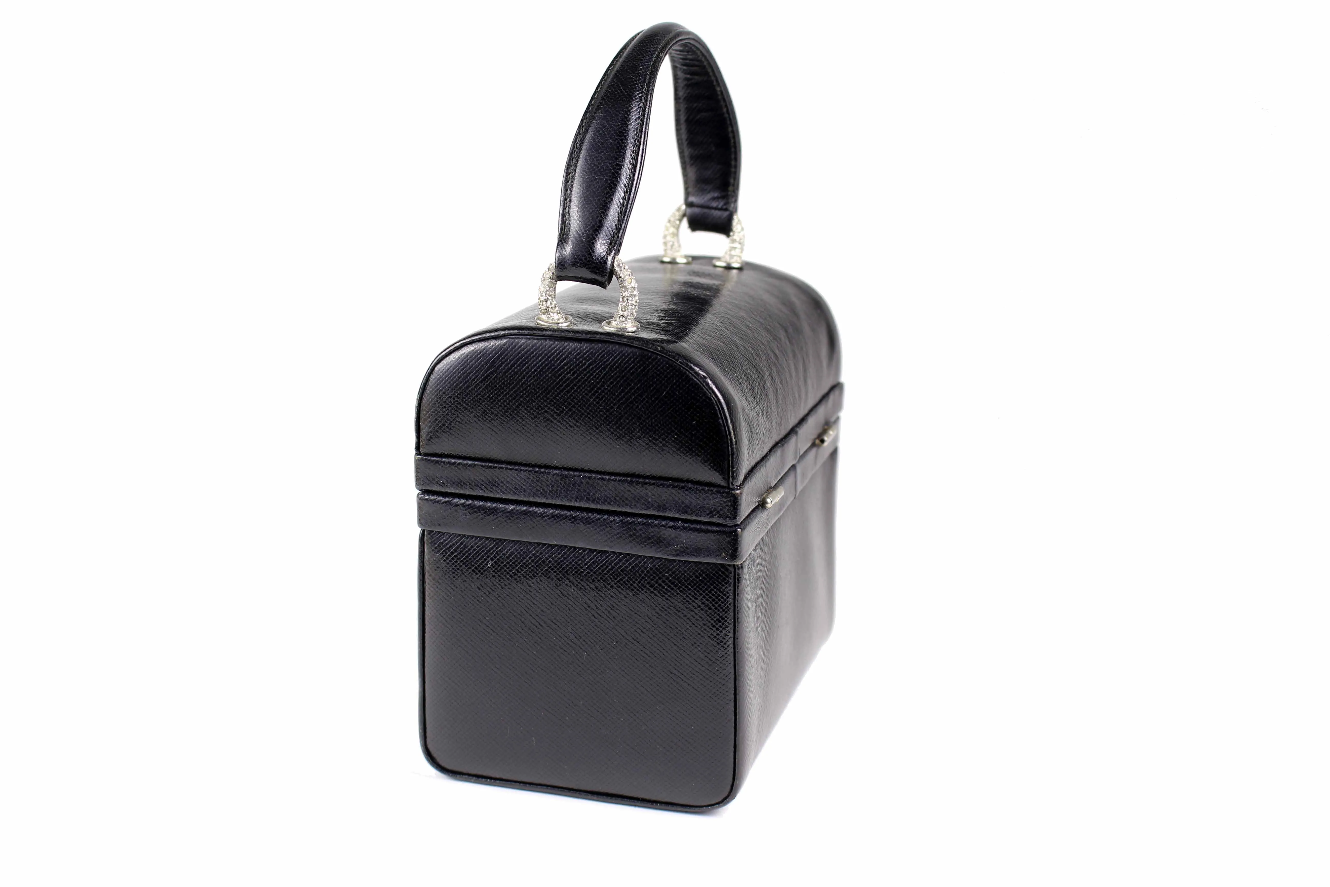 MORRIS MOSKOWITZ black leather box-purse