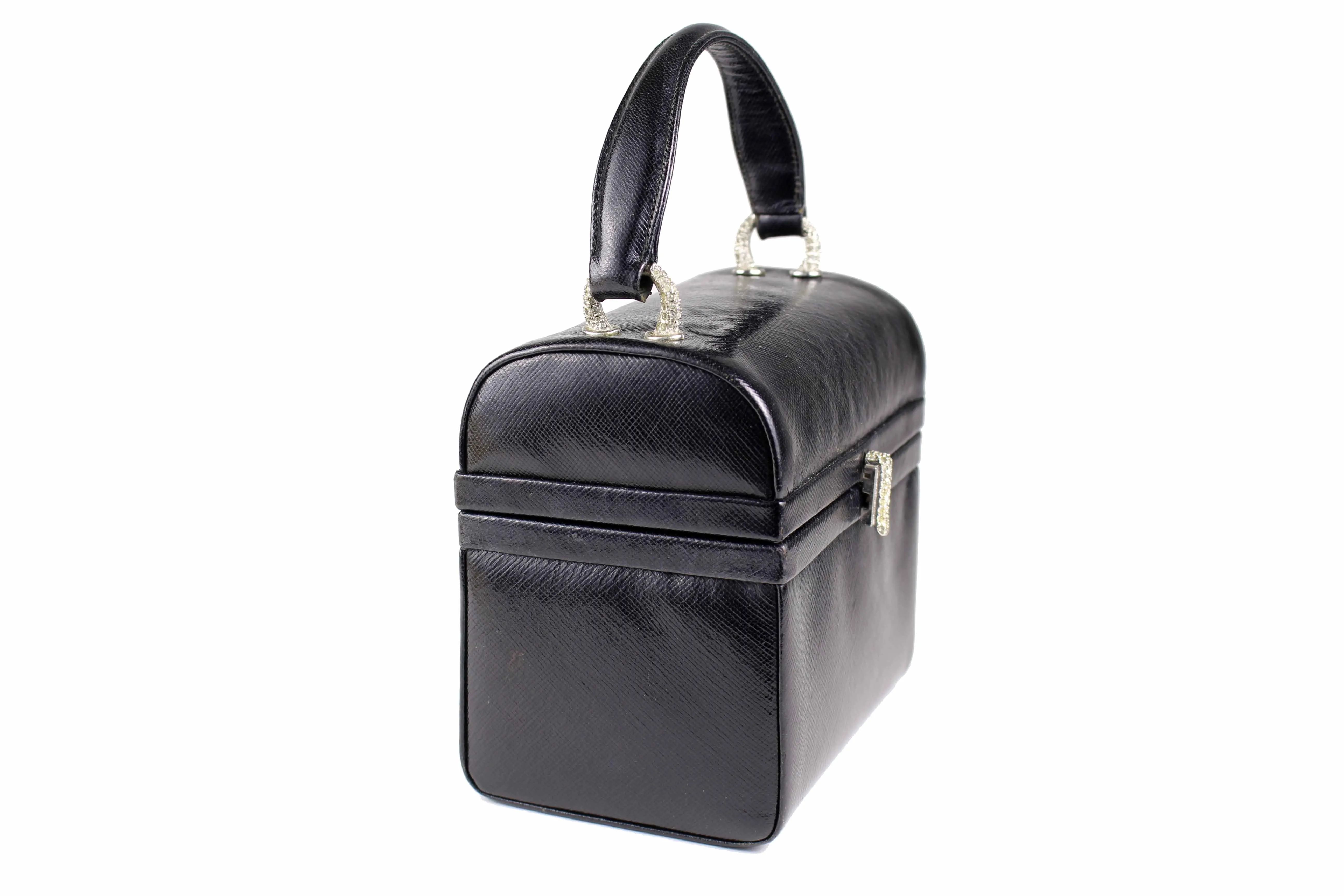 MORRIS MOSKOWITZ black leather box-purse