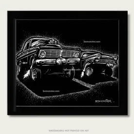 Original Drag Racing Gasser Art "Ford Gas #2"