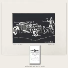 Original Hot Rod Roadster Art "SPACEX HOT ROD #1"