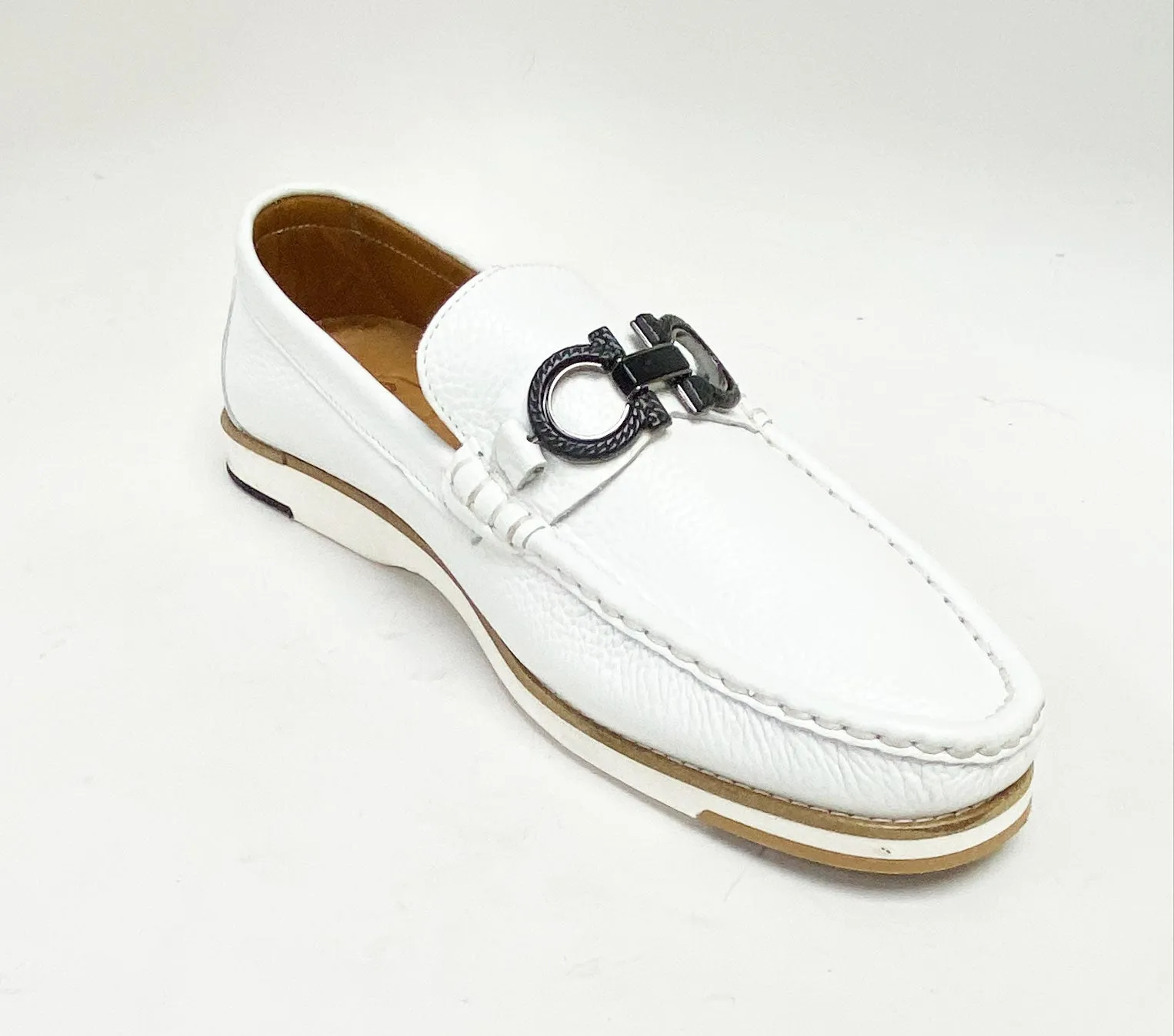 Pelle Calfskin Slip-On Loafer White