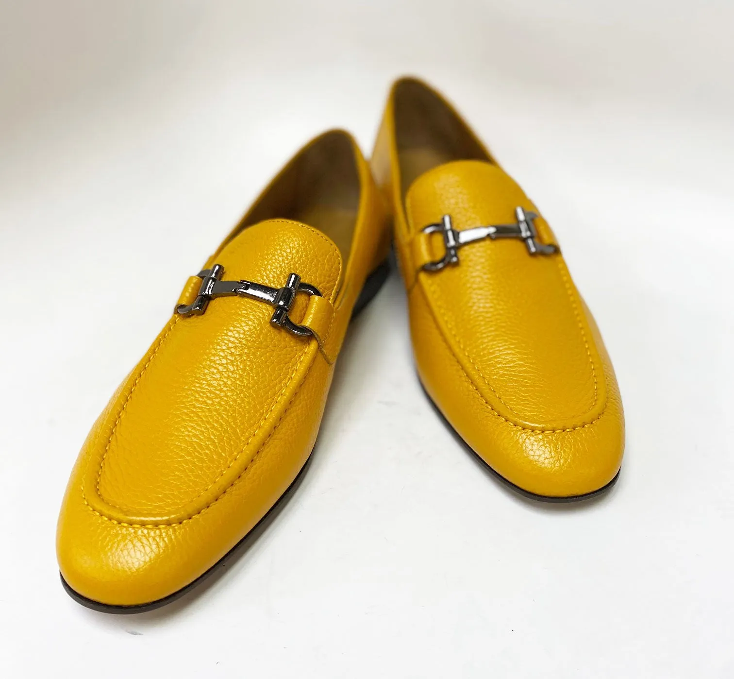 Pelle Pebbled Leather Loafer Yellow