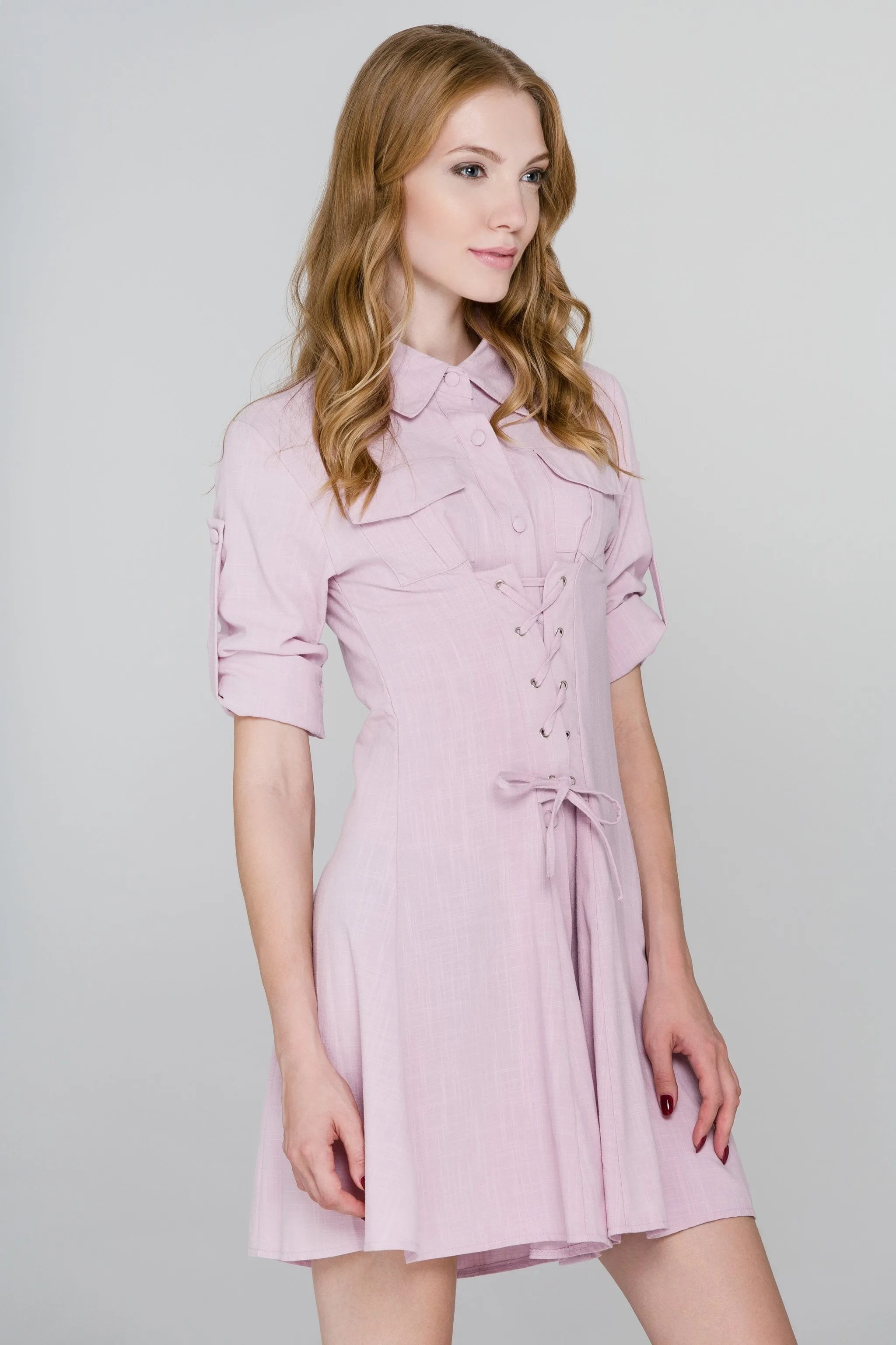 Pink Army Corset Shirt Dress