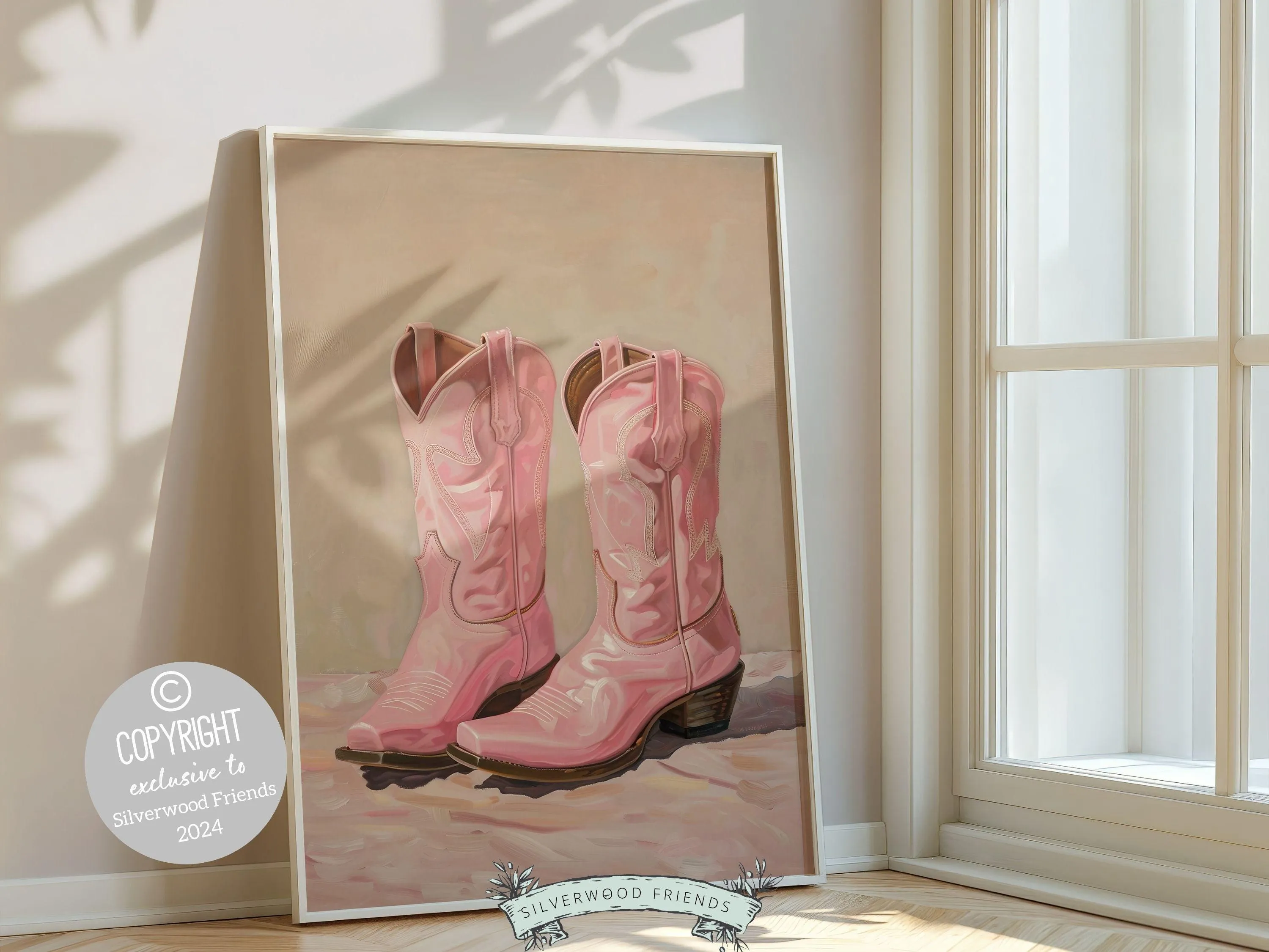 Pink Cowgirl Boots Print - 004