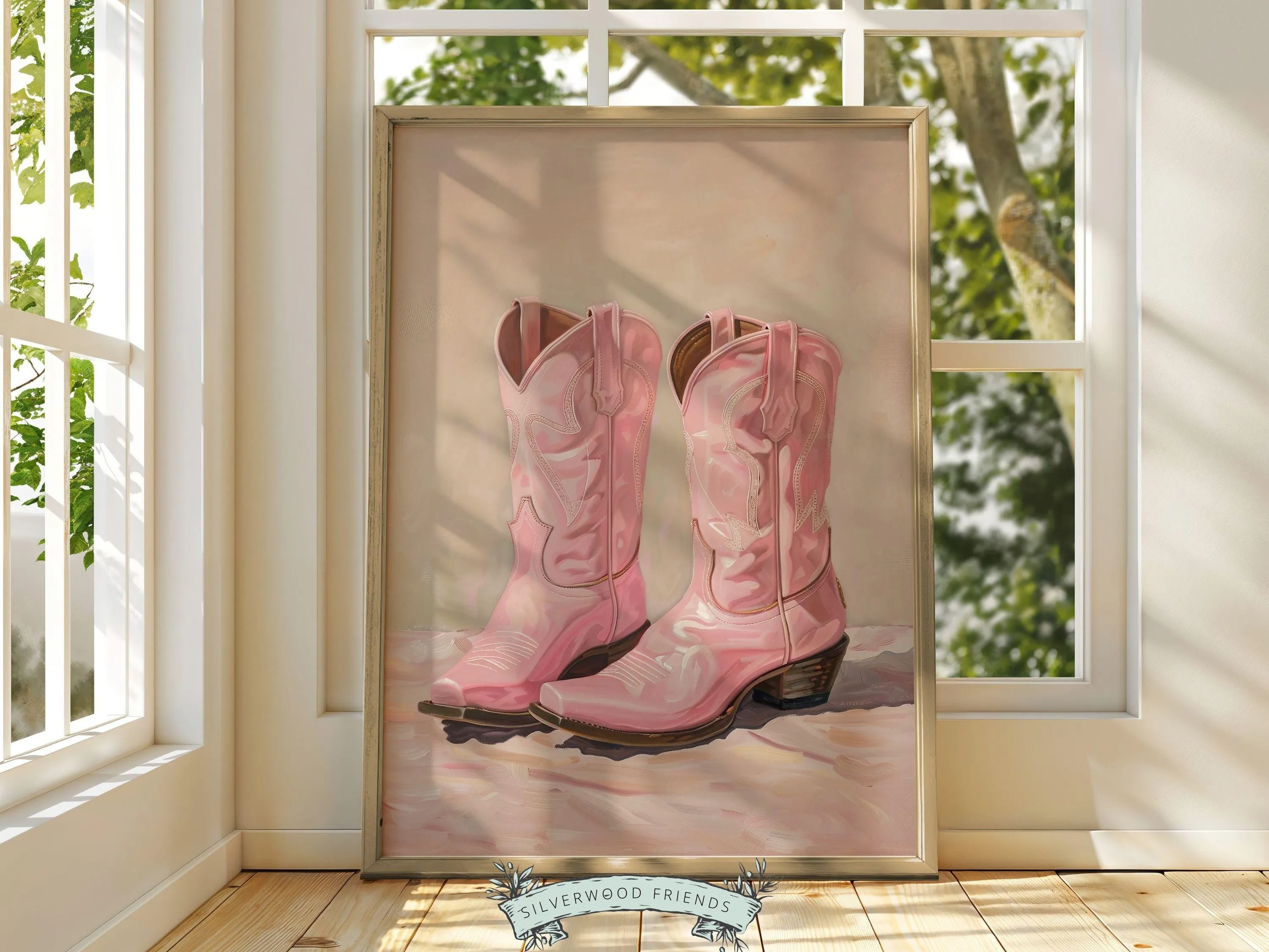 Pink Cowgirl Boots Print - 004