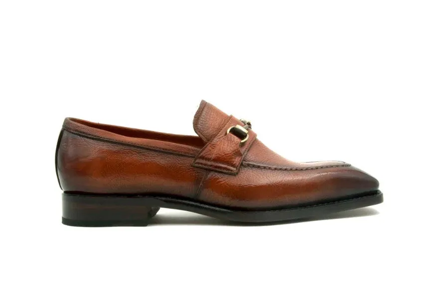 "Harry" Lama Skin Slip-On Loafer Cognac