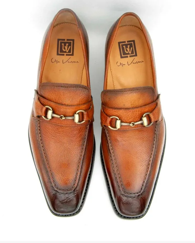 "Harry" Lama Skin Slip-On Loafer Cognac