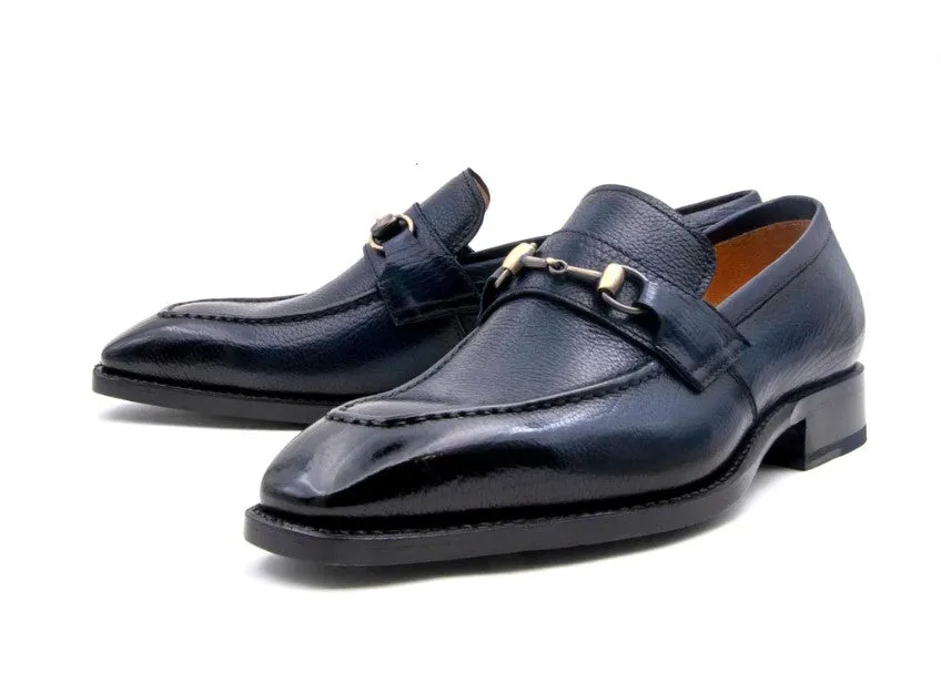 "Harry" Lama Skin Slip-On Loafer Navy