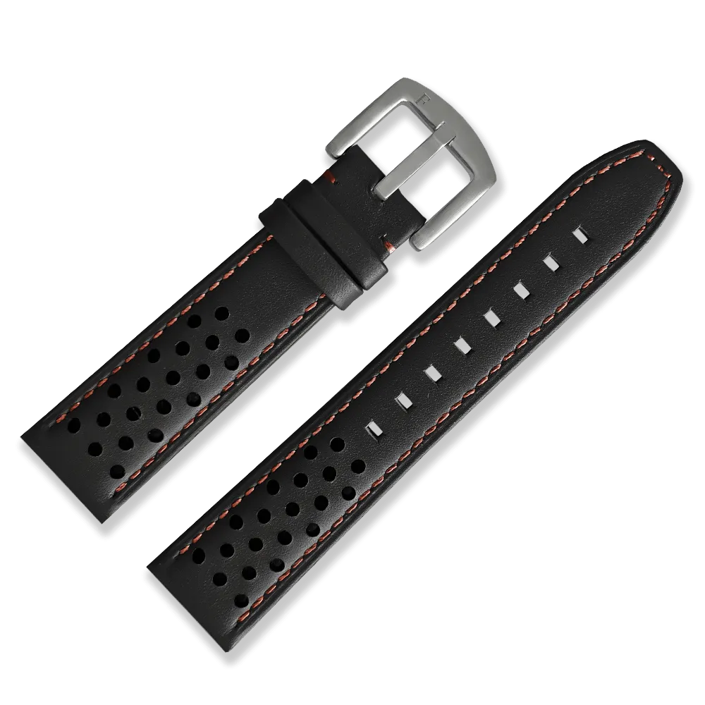 Racing Leather Straps Black 20 MM