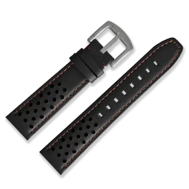 Racing Leather Straps Black 20 MM