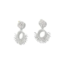 Raffia Double Drop Earrings Silver