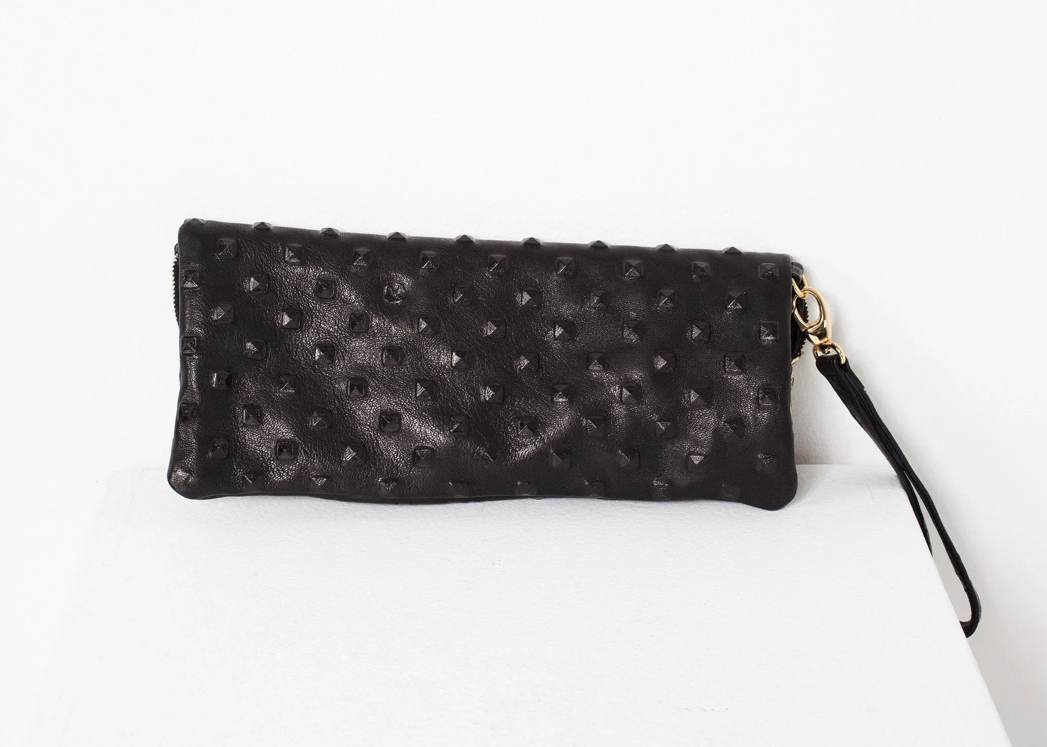 Roxanne Leather Clutch in Black