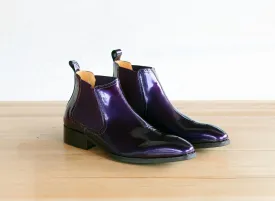 Shiny Calfskin Slip-On Boot Purple