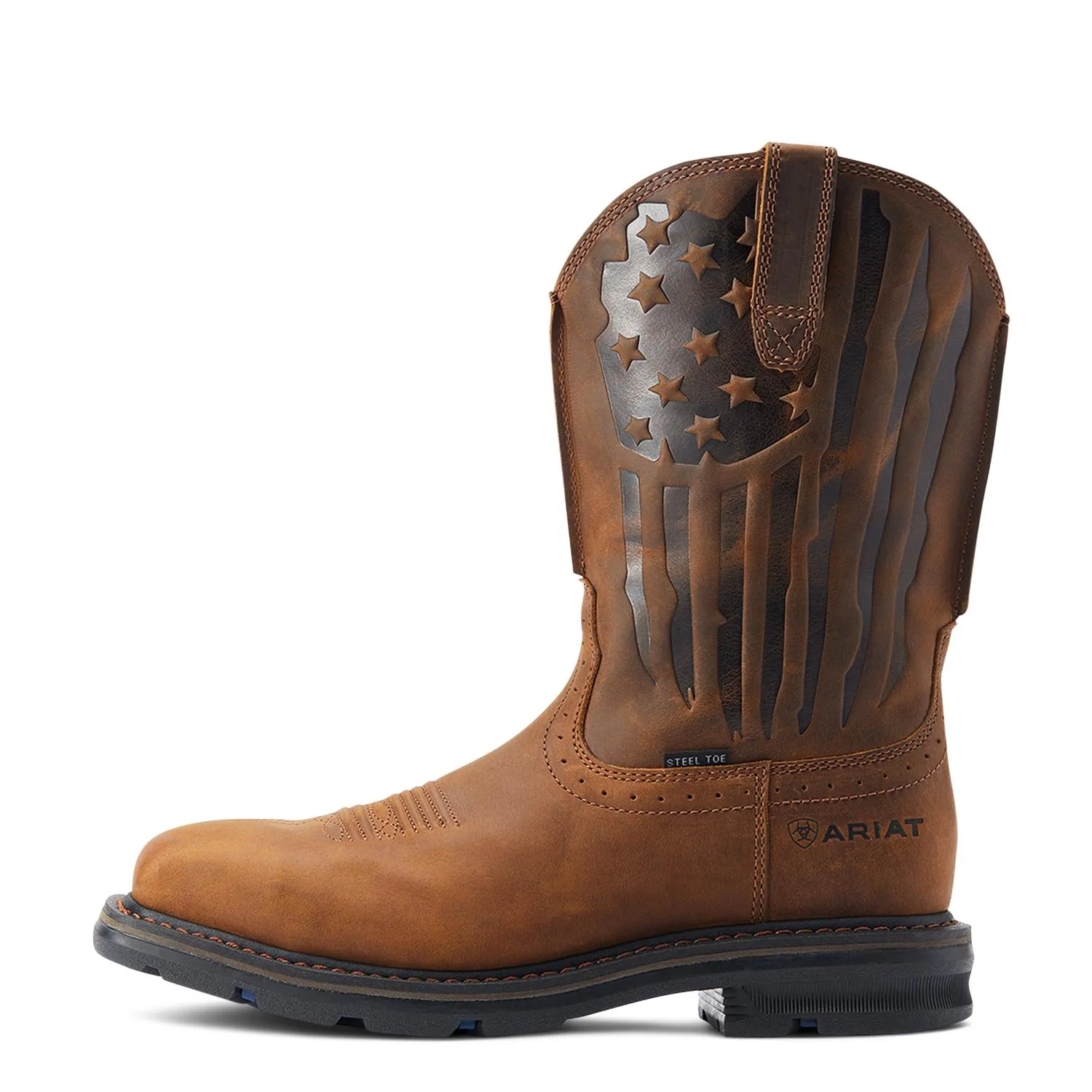 Sierra Shock Shield Patriot Steel-Toe Work Boot Distressed Brown