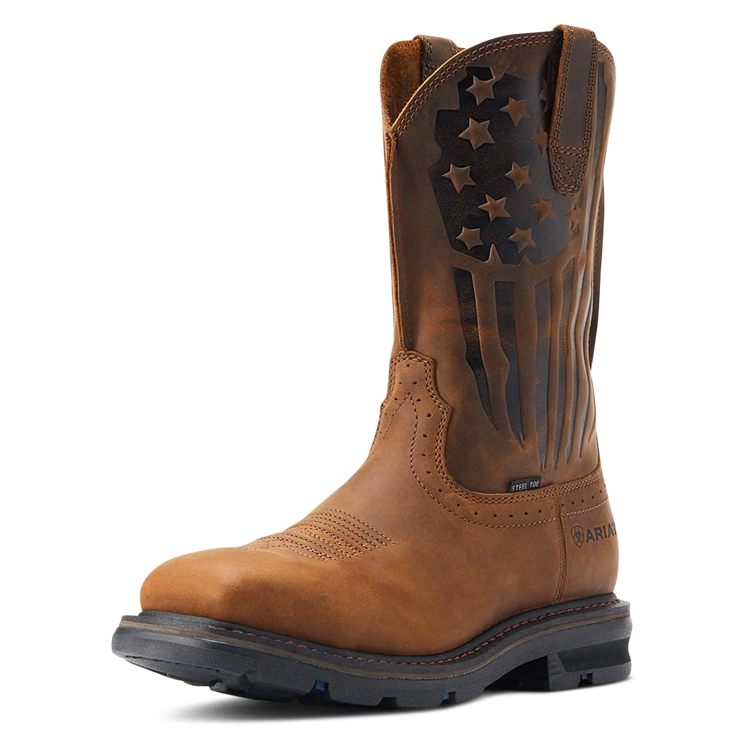 Sierra Shock Shield Patriot Steel-Toe Work Boot Distressed Brown