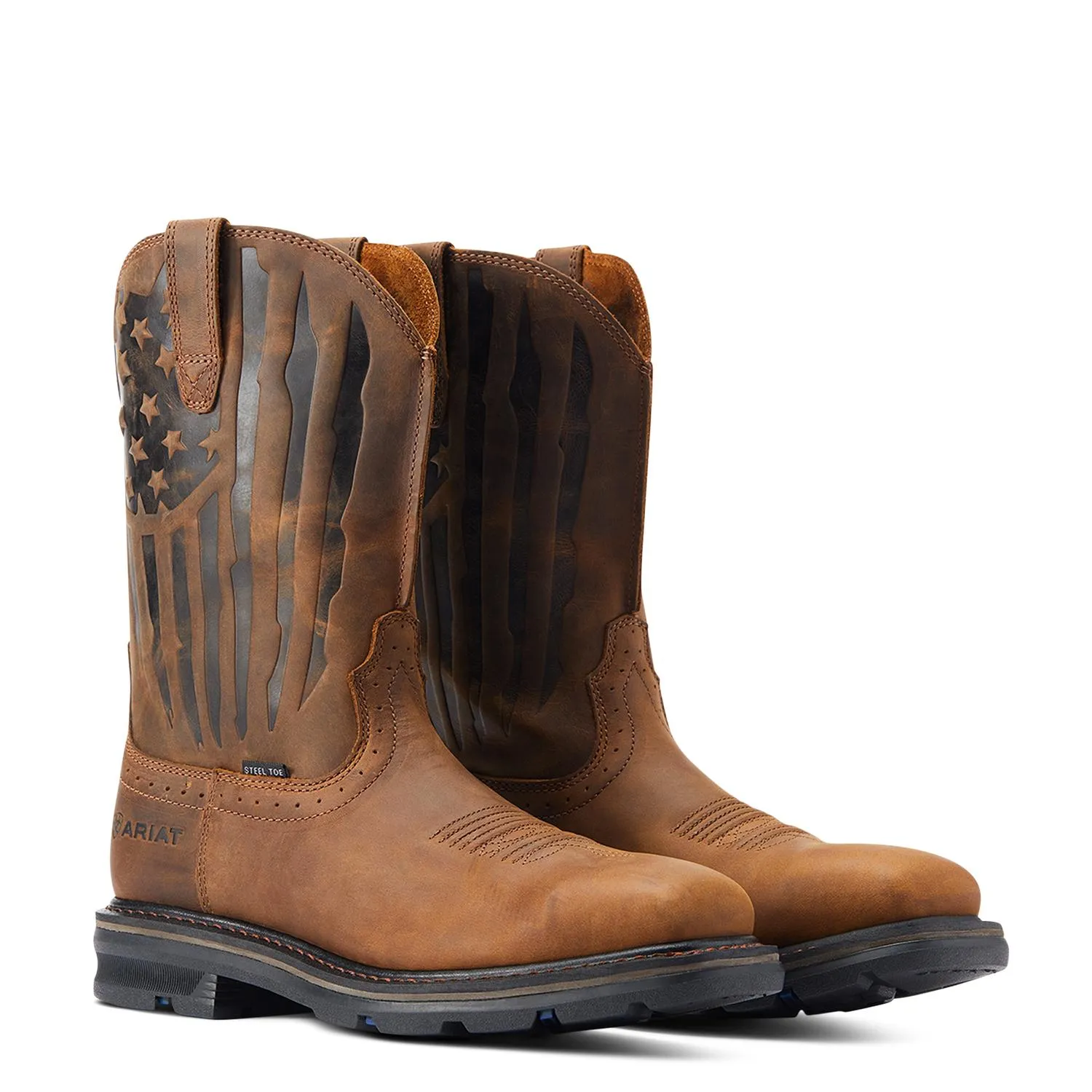 Sierra Shock Shield Patriot Steel-Toe Work Boot Distressed Brown