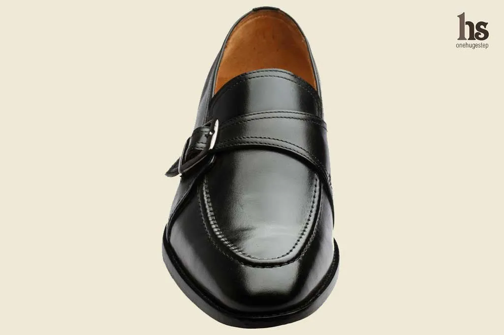 Slip On With Ornamental Strap And Buckle- Black