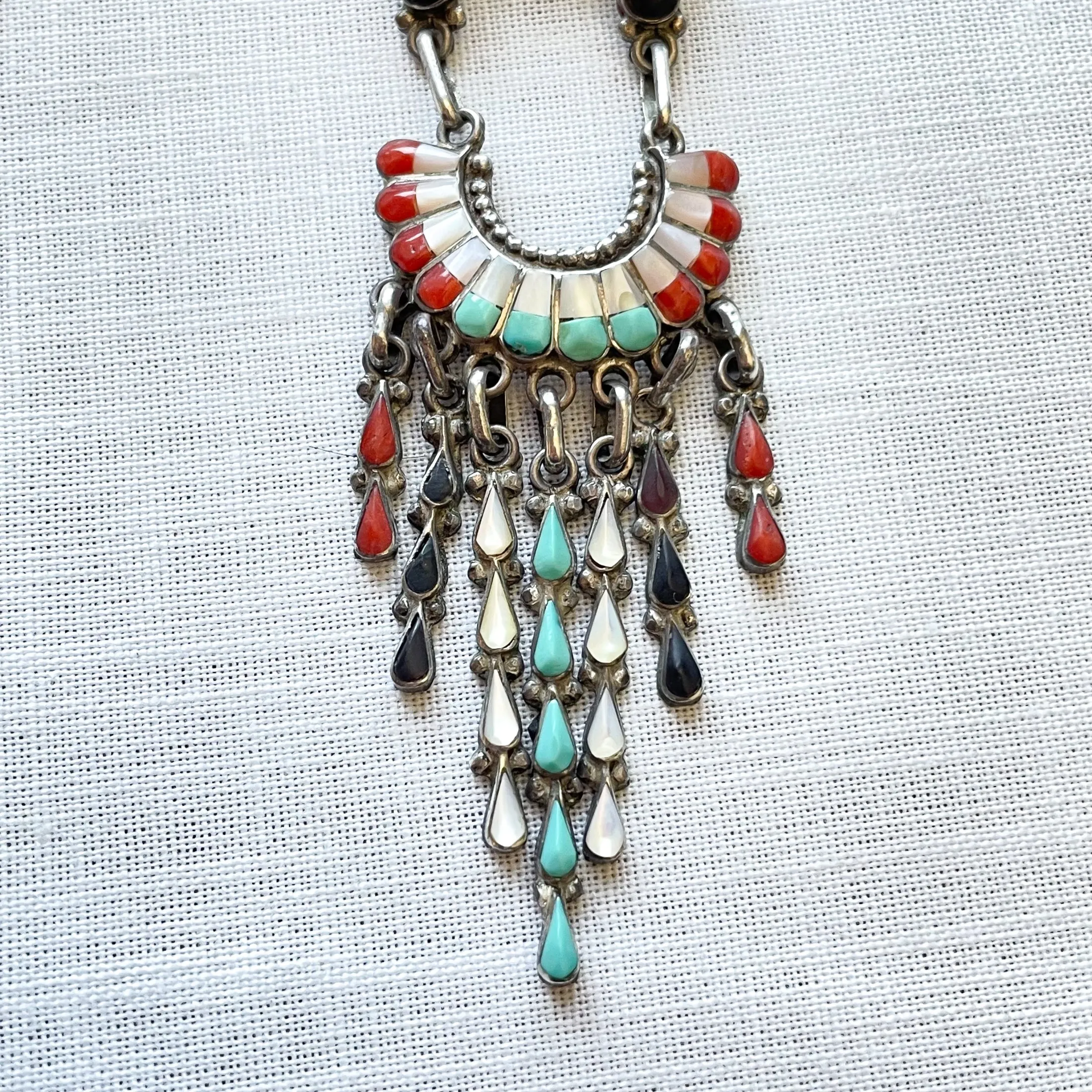 SOLD Vintage Zuni Sunface Pendant Necklace, Native American Necklace