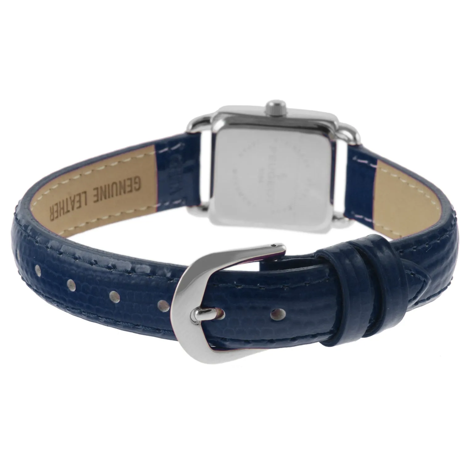 Women's 20mm Square Watch with Glossy Blue Leather Strap