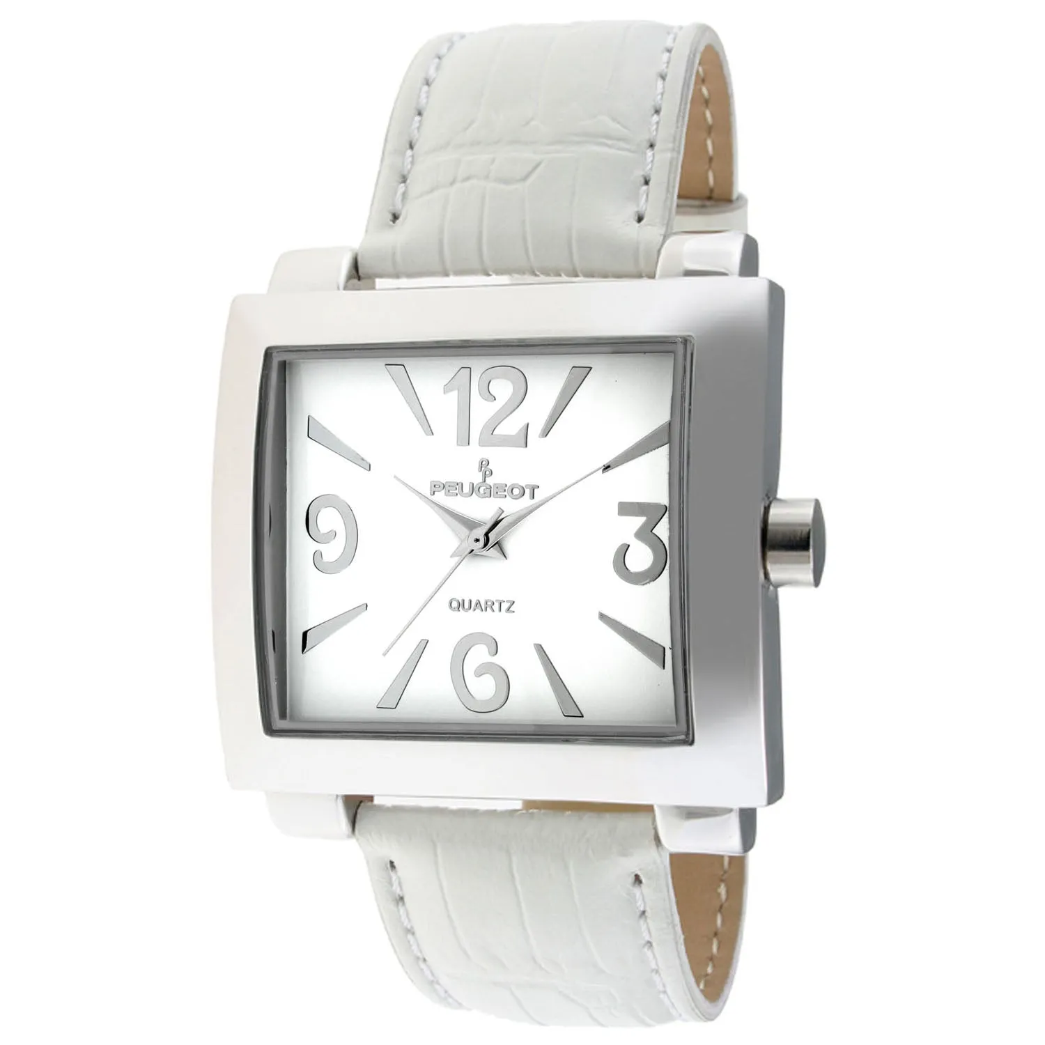 Women's Square 35x40mm Easy Read Big Face Watch with Leather Band